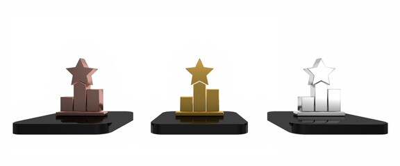 Colorful Star icon isolated on white background. Favorite, score, best rating, award symbol. Minimalism concept. 3D render illustration