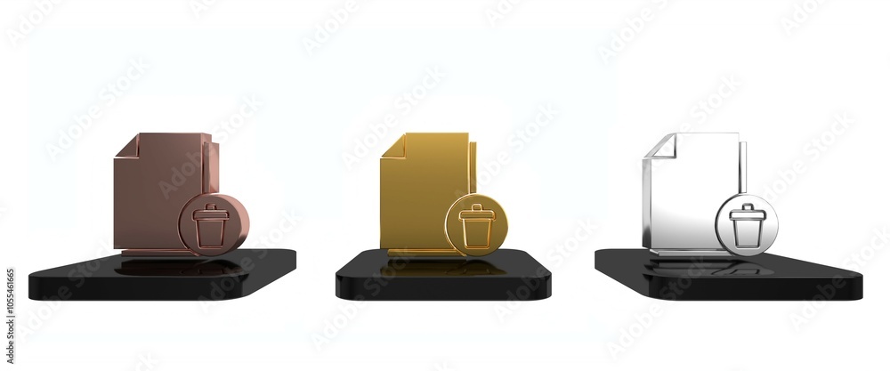 Poster colorful delete file document icon isolated on white background. paper sheet with recycle bin sign. 