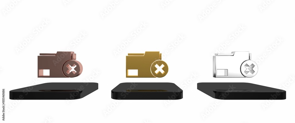 Poster colorful delete folder icon isolated on white background. delete or error folder. close computer inf