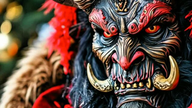 krampus austrian tradition close up evil mask