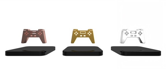 Colorful Gamepad icon isolated on white background. Game controller. Minimalism concept. 3D render illustration © Oksana