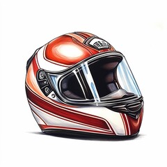 A helmet hand drawn with colored pencils, style watercolor, isolated, clipart