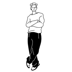 若い男性、おしゃれのベクター線画