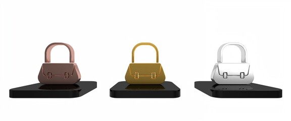 Colorful Handbag icon isolated on white background. Female handbag sign. Glamour casual baggage symbol. Minimalism concept. 3D render illustration