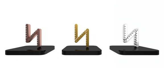 Colorful Folding ruler icon isolated on white background. Minimalism concept. 3D render illustration