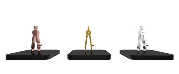 Colorful Drawing compass icon isolated on white background. Compasses sign. Drawing and educational tools. Geometric instrument. Minimalism concept. 3D render illustration