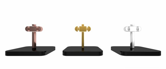 Colorful Sledgehammer icon isolated on white background. Minimalism concept. 3D render illustration