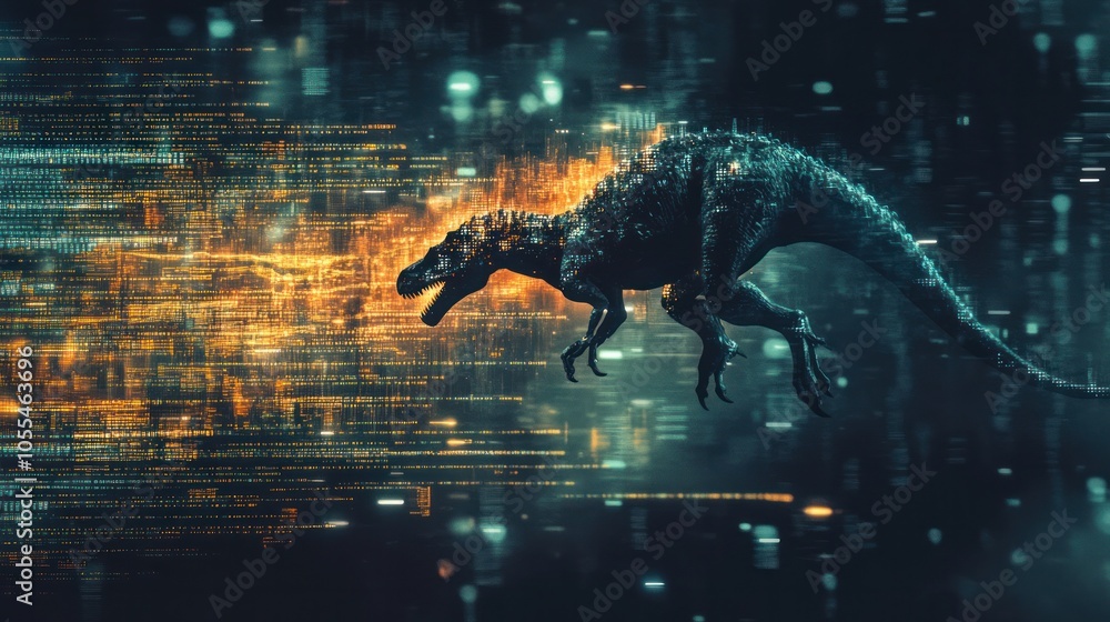 Poster a high-tech illustration of a neural network powered by artificial intelligence. streams of data and