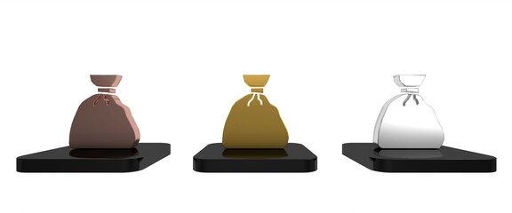 Colorful Garbage bag icon isolated on white background. Minimalism concept. 3D render illustration