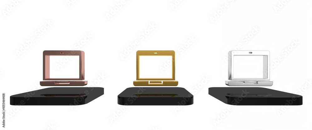 Poster colorful laptop icon isolated on white background. computer notebook with empty screen sign. minimal
