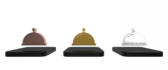 Colorful Covered with a tray of food icon isolated on white background. Tray and lid. Restaurant cloche with lid. Kitchenware symbol. Minimalism concept. 3D render illustration