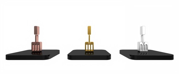 Colorful Spatula icon isolated on white background. Kitchen spatula icon. BBQ spatula sign. Barbecue and grill tool. Minimalism concept. 3D render illustration