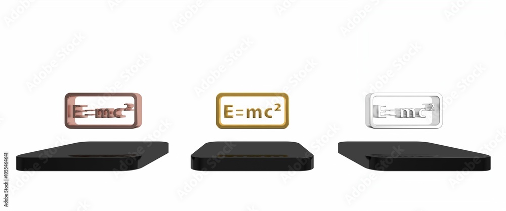 Poster colorful math system of equation solution icon isolated on white background. e equals mc squared equ