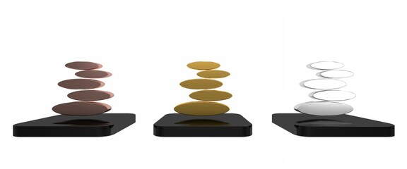 Colorful Stack hot stones icon isolated on white background. Spa salon accessory. Minimalism concept. 3D render illustration