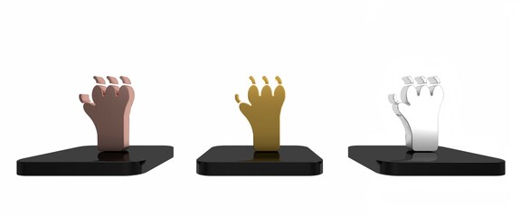 Colorful Paw print icon isolated on white background. Dog or cat paw print. Animal track. Minimalism concept. 3D render illustration