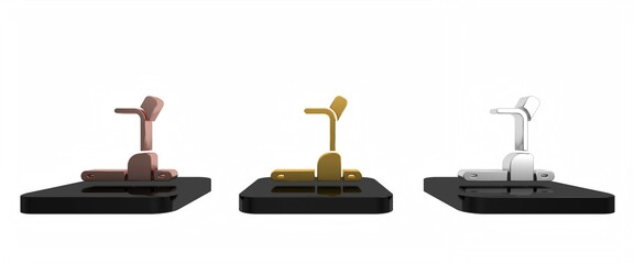 Colorful Treadmill machine icon isolated on white background. Minimalism concept. 3D render illustration