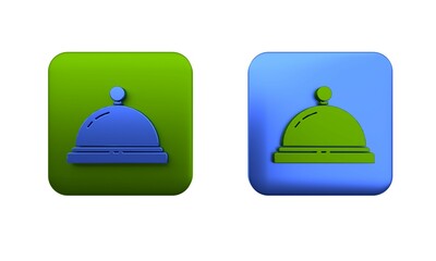 Colorful Hotel service bell icon isolated on white background. Reception bell. Square button. 3D render illustration