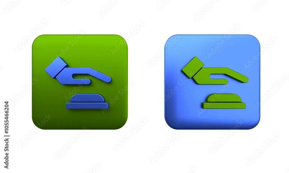 Poster colorful palm print recognition icon isolated on white background. biometric hand scan. fingerprint 