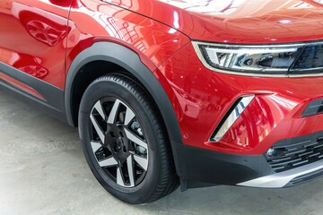 Naklejka premium The car of the future is a modern technological car with an electric motor to protect the environment