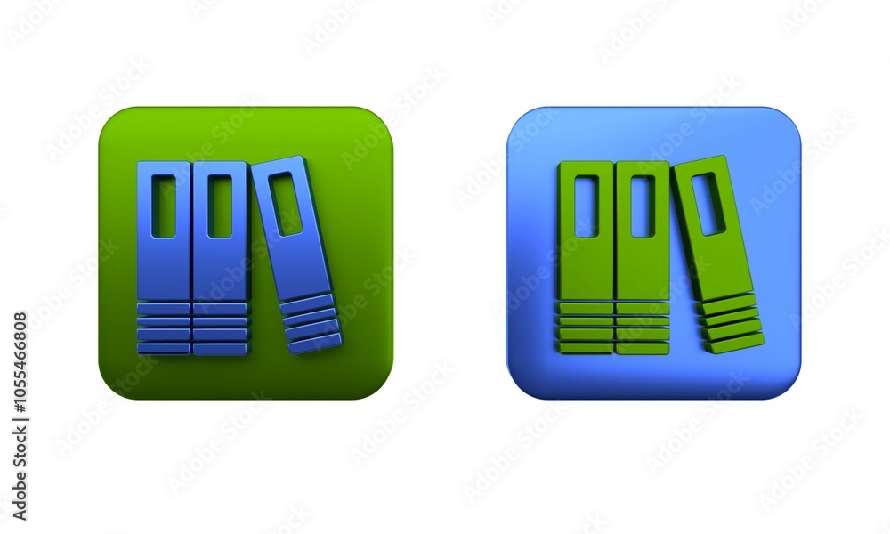 Poster colorful office folders with papers and documents icon isolated on white background. office binders.