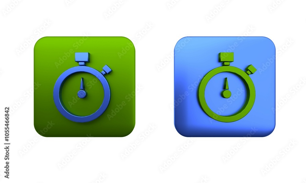 Poster colorful stopwatch icon isolated on white background. time timer sign. chronometer sign. square butt