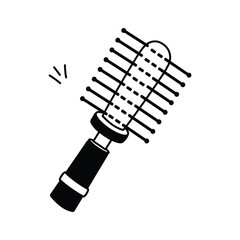 Hand drawn icon of hair brush in modern style