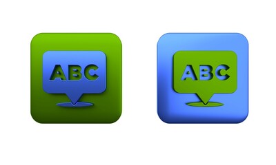 Colorful Alphabet icon isolated on white background. Square button. 3D render illustration