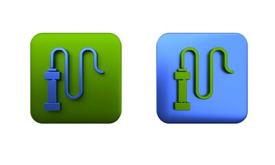 Colorful Braided leather whip icon isolated on white background. Square button. 3D render illustration