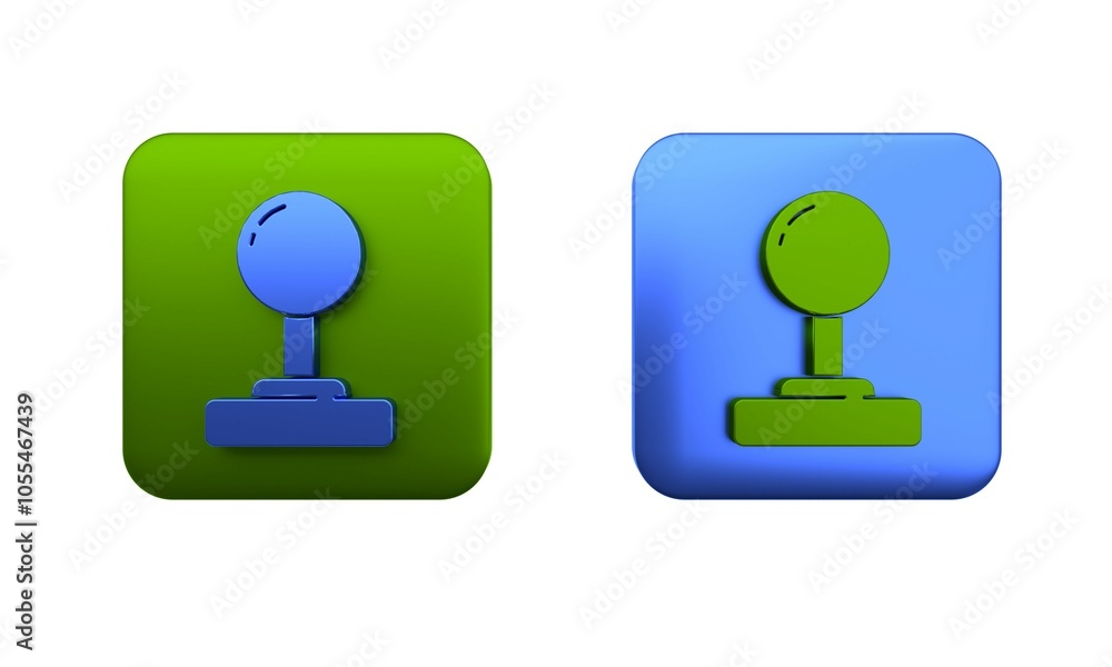 Poster colorful joystick for arcade machine icon isolated on white background. joystick gamepad. square but