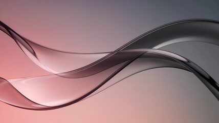 Fototapeta premium Flowing Transparent Glass Background with Pale Pink and Charcoal Gray Gradient