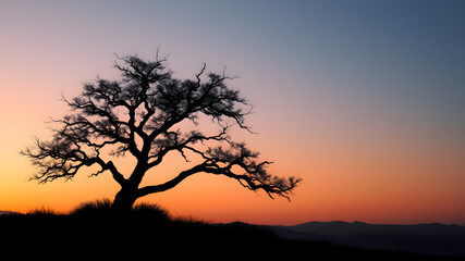 Fototapeta premium Windy tree silhouette illustration. Generative AI
