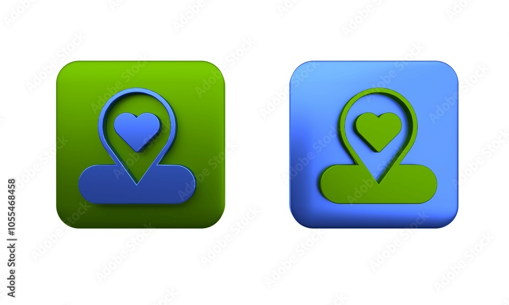Poster colorful map pointer with heart icon isolated on white background. valentines day. love location. ro