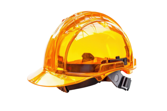 Bright orange safety helmet resting on a clean surface, ready for a day of construction work