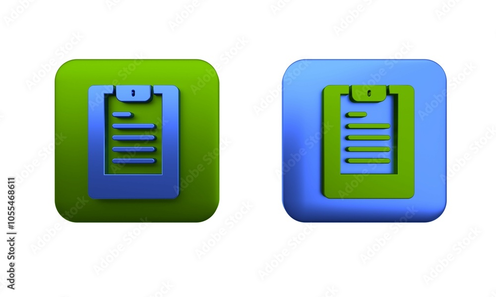 Poster colorful server, data report icon isolated on white background. square button. 3d render illustratio