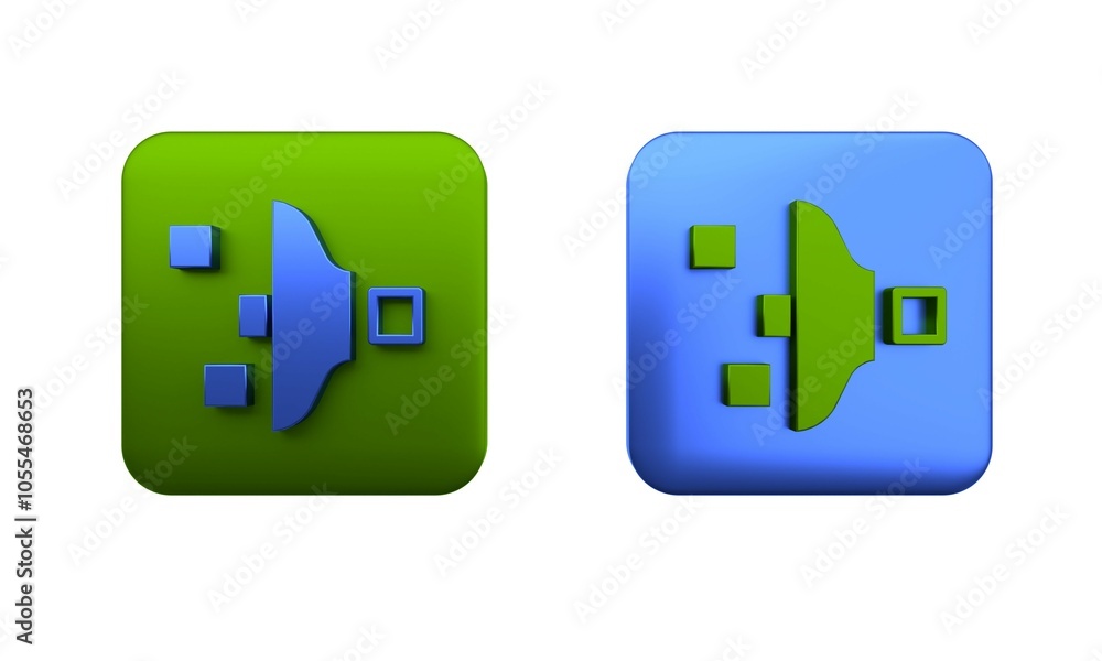Poster colorful filter setting icon isolated on white background. square button. 3d render illustration