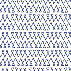 Triangle pattern sketch. Hand drawn vector illustration. Blue pen or marker drawing. Primitive kids picture