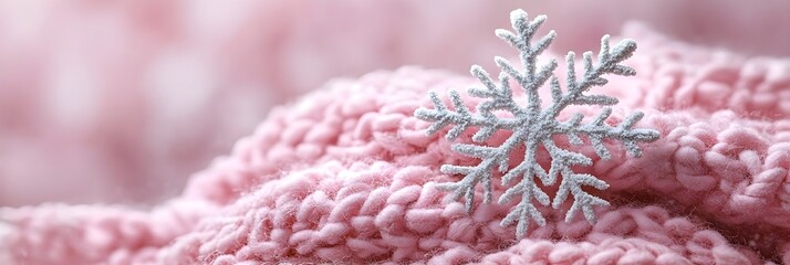 Fototapeta premium Minimalist snowflakes on a plain background, soft pastel shades