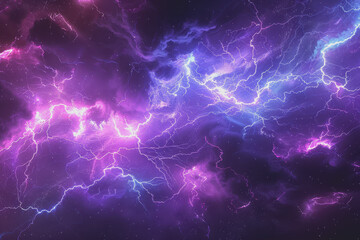 Abstract electric background with vibrant purple and blue lightning.