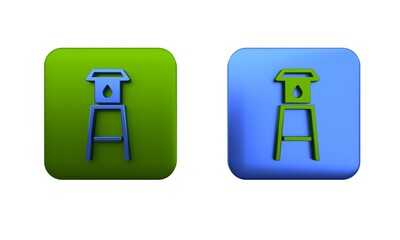 Colorful Water tower icon isolated on white background. Square button. 3D render illustration