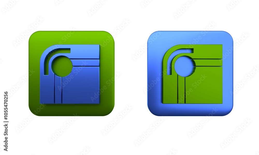 Poster colorful billiard table icon isolated on white background. pool table. square button. 3d render illu