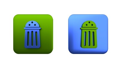 Colorful Salt icon isolated on white background. Cooking spices. Square button. 3D render illustration