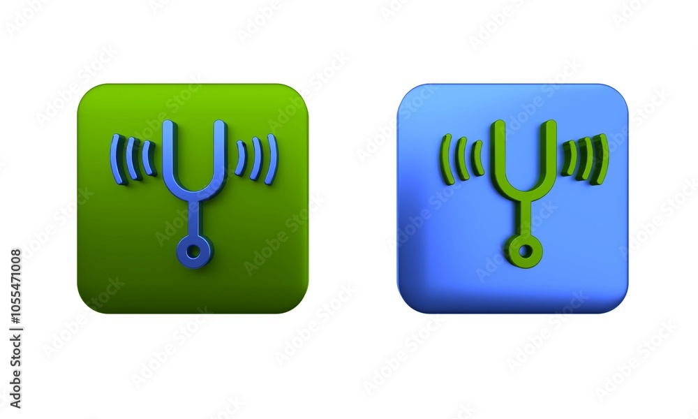Poster colorful musical tuning fork for tuning musical instruments icon isolated on white background. squar