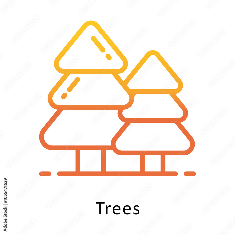 Poster trees vector outline gradient design icon. winter travelling symbol on white backgroud eps 10 file
