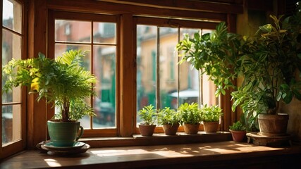 Panoramic views through weathered shutters, nature's canvas unfolds.