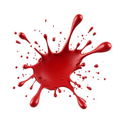 Dynamic Red Paint Splash with Dripping Droplets and Texture.
