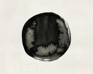 A black circle painted with watercolor on a white background - Backgrounds