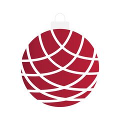 Red Christmas Ball. Christmas and New Year Decoration. Vector Illustration.