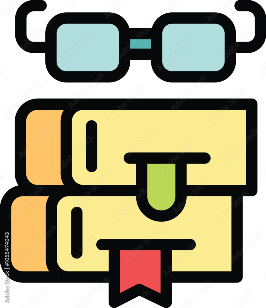 Poster stack of books with bookmarks is representing the act of studying and reading