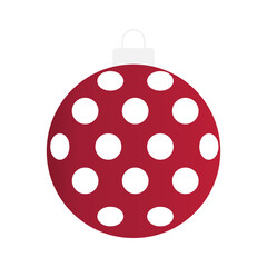 Red Christmas Ball. Christmas and New Year Decoration. Vector Illustration.