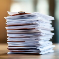 Stack of organized paperwork on the table